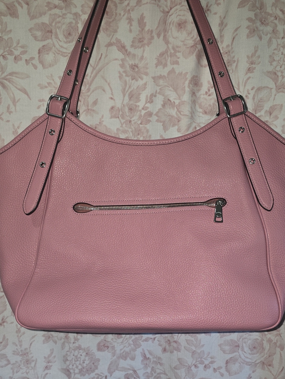 Coach Dusty Pink Pebbled Leather Shoulder Tote - Picture 4 of 8